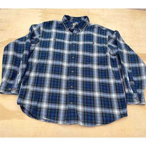 Duluth Trading Co Men's L‎ Tall Free Swingin Flannel Shirt Button Down Plaid - Picture 1 of 3